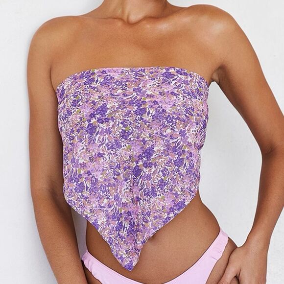 House of CB Bikini Beach Cover up Multi-Use Scarf - Violet Floral - Picture 2 of 7